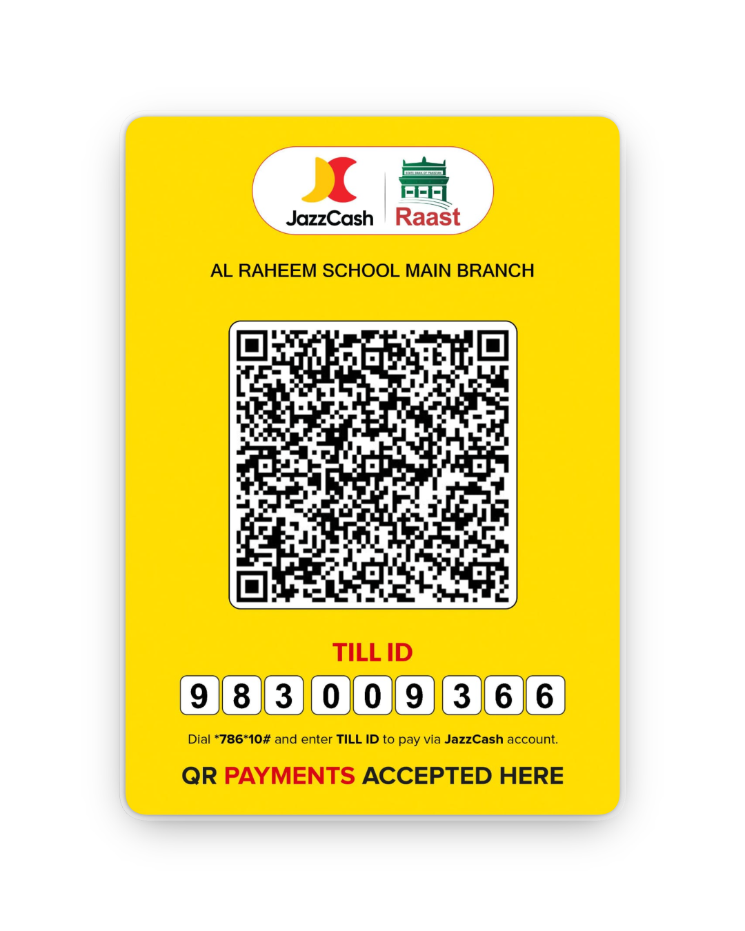 Al Raheem School JazzCash Fee Payment QR Code